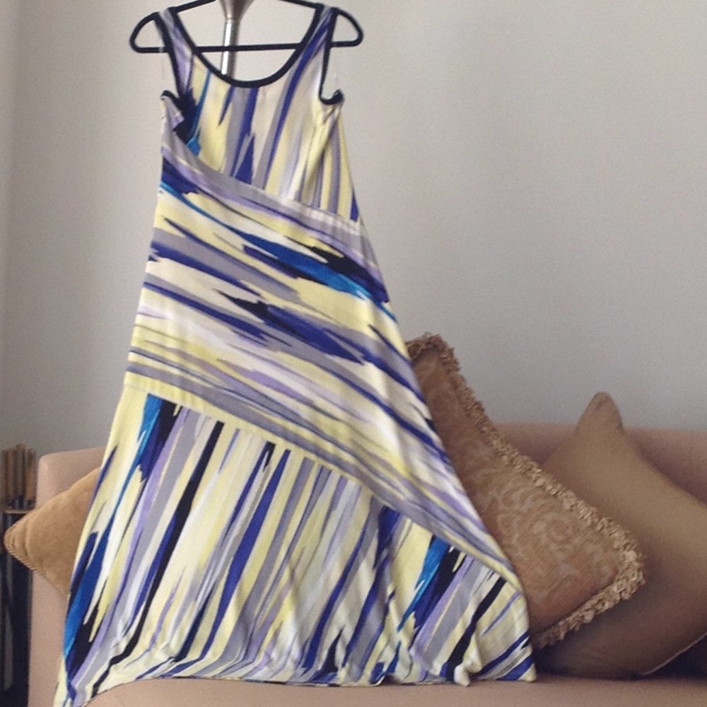 🌠 Calvin Klein - 'Dove Multi' Striped Maxi Dress
